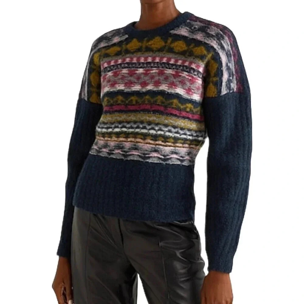 Jason Wu Navy Fairisle Wool Sweater S
